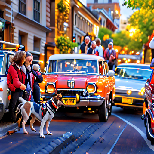 282_classic cars on a city street with people and a dog.png